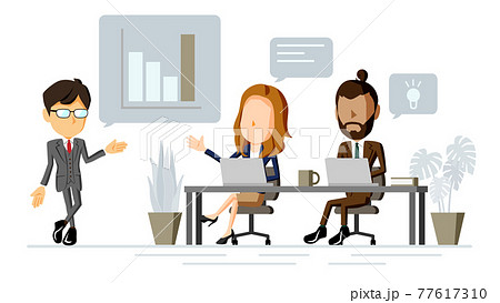 オフィスでミーティングをする人々のイラスト のイラスト素材