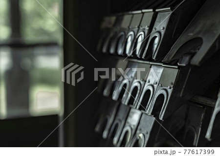 初夏の日中線記念館・旧熱塩駅舎の風景　出札箱　福島県喜多方市 77617399