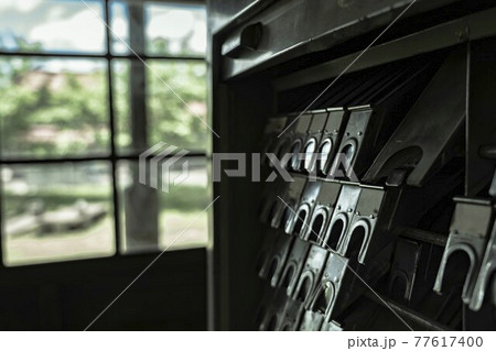 初夏の日中線記念館・旧熱塩駅舎の風景　出札箱　福島県喜多方市 77617400