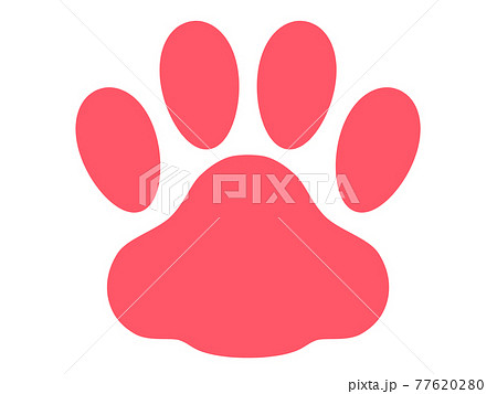 肉球 猫の足跡のシルエットイラストピンクのイラスト素材