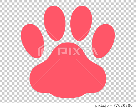 肉球 猫の足跡のシルエットイラストピンクのイラスト素材