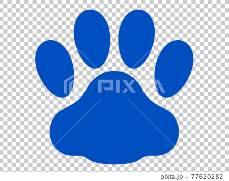 肉球 猫の足跡のシルエットイラスト青のイラスト素材 7762