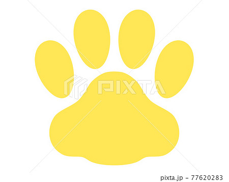 肉球 猫の足跡のシルエットイラスト黄色のイラスト素材 7762