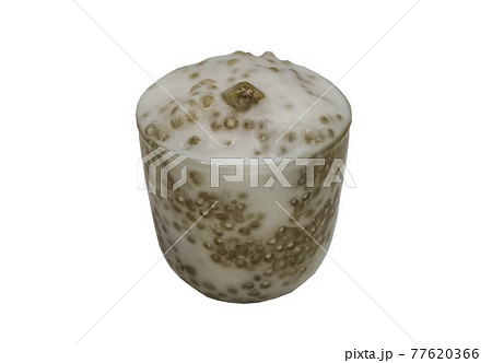 Sweet sago cream with chopped Taro and Coconut milk in the Glass cup isolated on white background with clipping path. 77620366