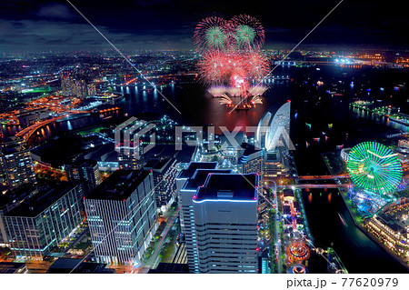 横浜ランドマークタワーから望むみなとみらいスマートフェスティバル 横浜ランドマークタワーから望むみなとみらいスマートフェスティバル 77620979