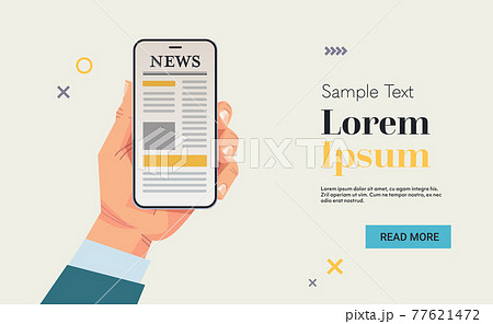 businessman hand holding mobile phone reading news or articles on smartphone screen 77621472