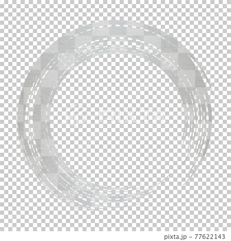 Round and circular brush writing Japanese style material. Brush stroke (silver, checkered pattern) Round and circular brush writing Japanese style material. Brush stroke (silver, checkered pattern) 77622143