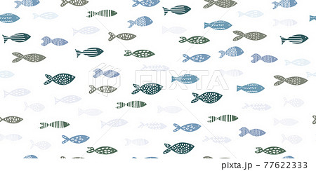 Seamless pattern of Hand drawn fish with ornaments pattern. Vector. Seamless pattern of Hand drawn fish with ornaments pattern. Vector. 77622333