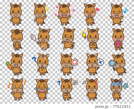 馬のかわいいキャラクターセット 77622851