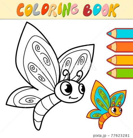 Coloring book or page for kids. butterfly black and white vector 77623281