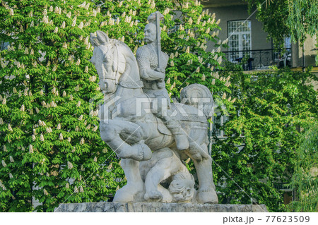 Monument to the rider on a horse in Kiev 77623509