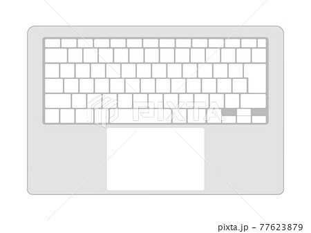 シンプルなシルバー系パソコンのキーボード 白いキーのイラスト素材