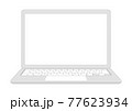 開いたシンプルシルバー系ノートパソコン グレー系白キー 開いたシンプルシルバー系ノートパソコン グレー系白キー 77623934