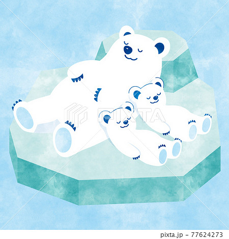 しろくま親子　おひるね　アナログ風 77624273