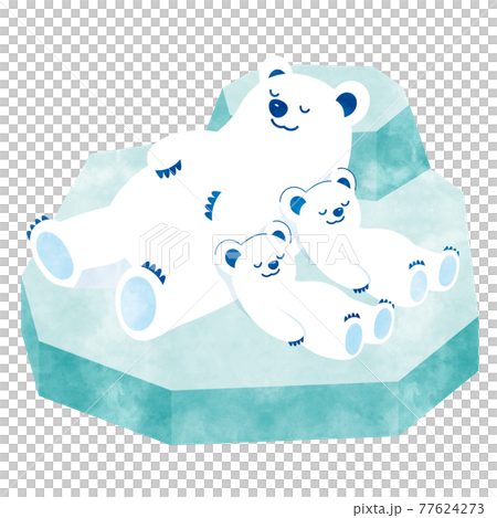 しろくま親子　おひるね　アナログ風 77624273