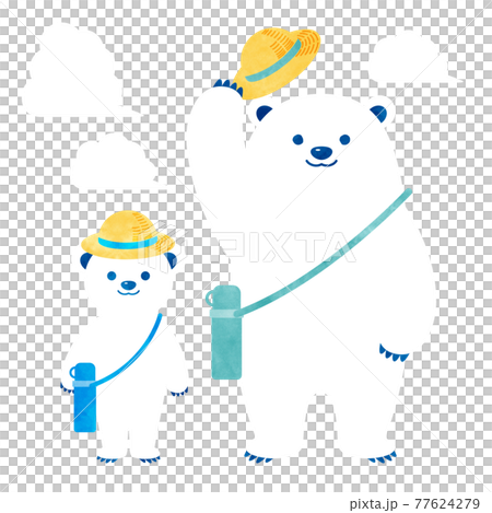 しろくま親子　帽子　アナログ風 77624279