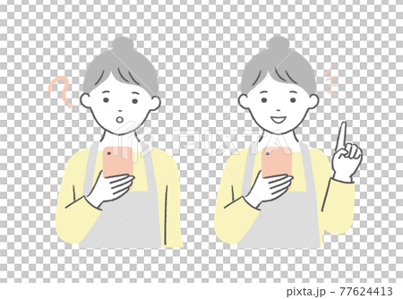 看智能手機/問題/指點的家庭主婦 看智能手機/問題/指點的家庭主婦 77624413