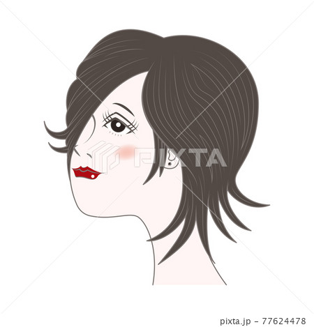 見上げる横顔の女性のイラスト素材