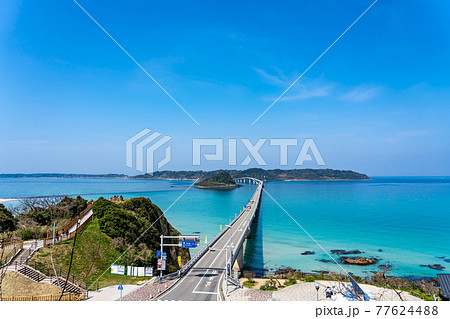 山口県下関市 海士ヶ瀬公園から眺める朝の角島大橋 山口県下関市 海士ヶ瀬公園から眺める朝の角島大橋 77624488