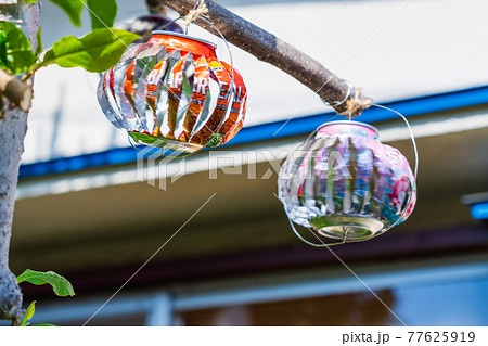 爽やかな音色で回る空き缶風車 77625919