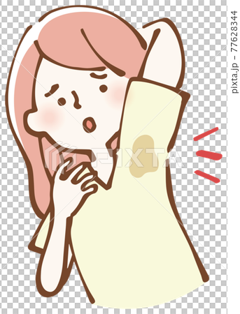 Illustration of a woman who cares about armpit sweat Illustration of a woman who cares about armpit sweat 77628344