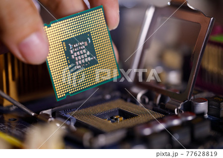 Installation CPU in Socket on Motherboard 77628819