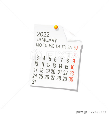 2022 January vector calendar 77629363