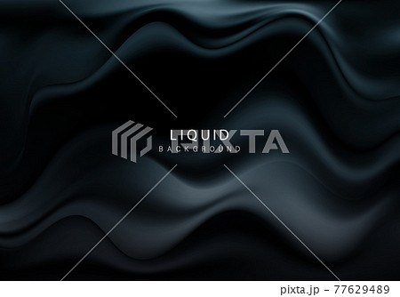 Abstract luxurious background Black wavy fabric draped silky textile Decoration poster, banner Template Design 77629489