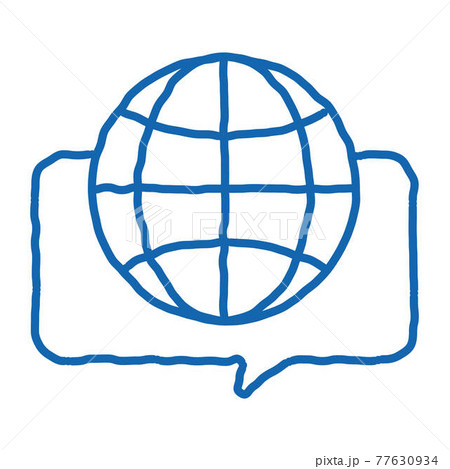 Earth Globe In Quote Frame doodle icon hand drawn illustration 77630934