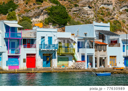 Greek fishing village Klima on Milos island in Greece Greek fishing village Klima on Milos island in Greece 77630989