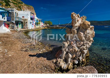 Greek fishing village Klima on Milos island in Greece 77630993