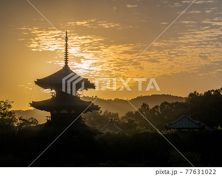 法起寺三重塔夕景 法起寺三重塔夕景 77631022