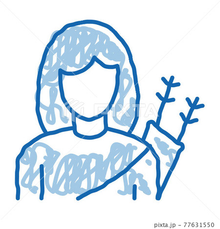 Archer Woman Silhouette doodle icon hand drawn illustration 77631550