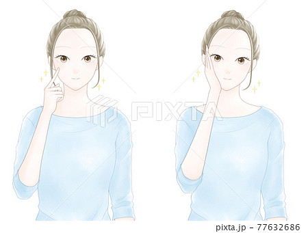 肌が綺麗になった女性のイラスト素材