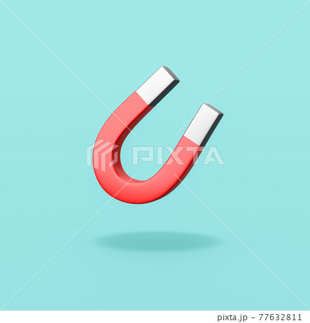 Red Magnet on Blue Background Red Magnet on Blue Background 77632811