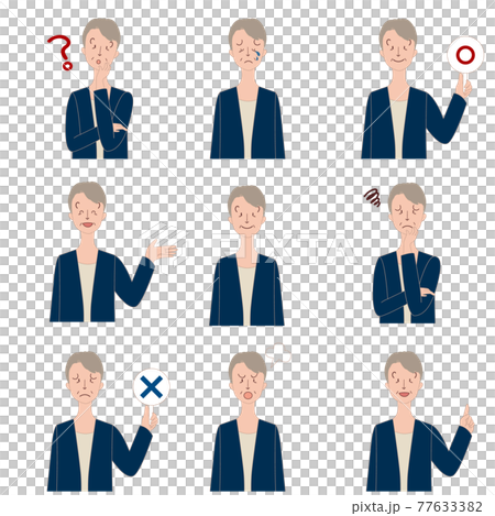 様々な表情のシニア世代の男性　セット 77633382