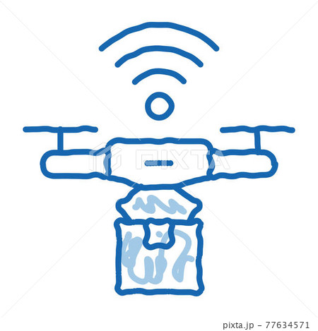 Flying Drone doodle icon hand drawn illustration Flying Drone doodle icon hand drawn illustration 77634571