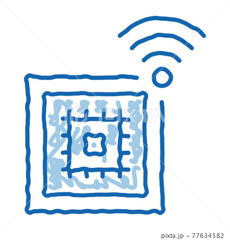 Microchip doodle icon hand drawn illustration 77634582