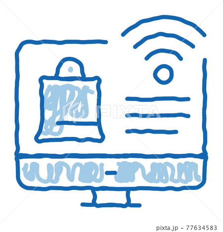 Online Shopping via Wi-Fi doodle icon hand drawn illustration 77634583