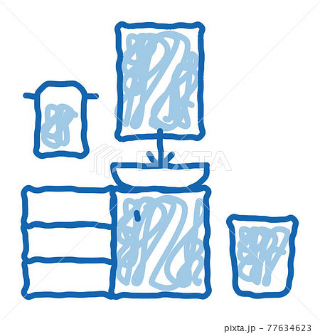 Washbasin with Mirror doodle icon hand drawn illustration 77634623