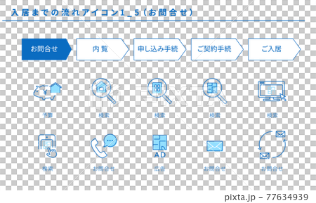 不動産、入居までの流れのシンプルアイコンセット1_5（お問合せ） 77634939