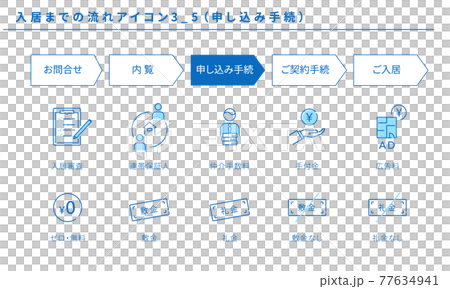 不動産、入居までの流れのシンプルアイコンセット3_5（申し込み手続） 77634941