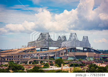 New Orleans, Louisiana at Crescent City Connection Bridge 77635094