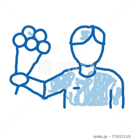 Courier Delivery Flowers doodle icon hand drawn illustration 77635110