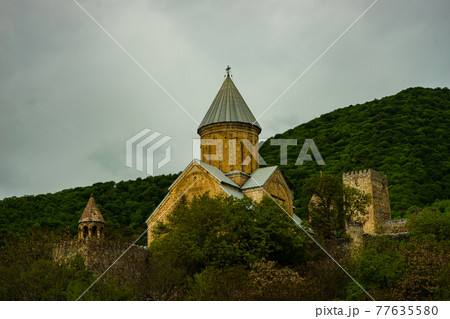 Ananuri castle in Georgian mountains 77635580