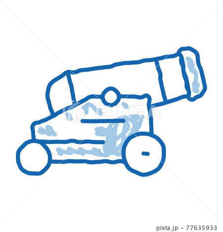 Vintage Cannon doodle icon hand drawn illustration 77635933