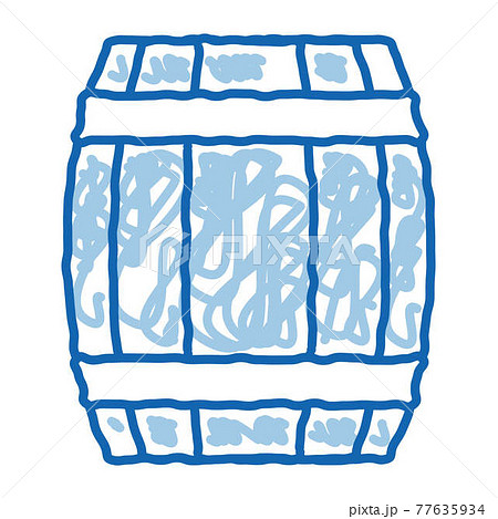 Wooden Barrel doodle icon hand drawn illustration 77635934