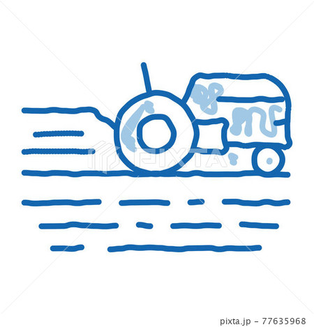 Tractor On Field doodle icon hand drawn illustration 77635968