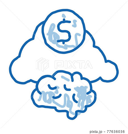 Brain Cloud Money doodle icon hand drawn illustration 77636036