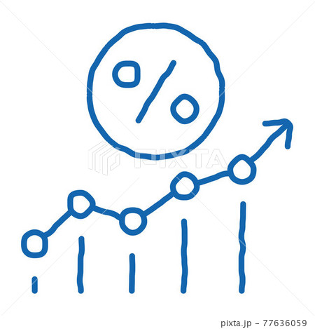 Grow Percent doodle icon hand drawn illustration 77636059